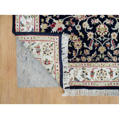 Fine Oriental Wool Hand Knotted Rug Blue Ivory 3.10X9.7 -O065971