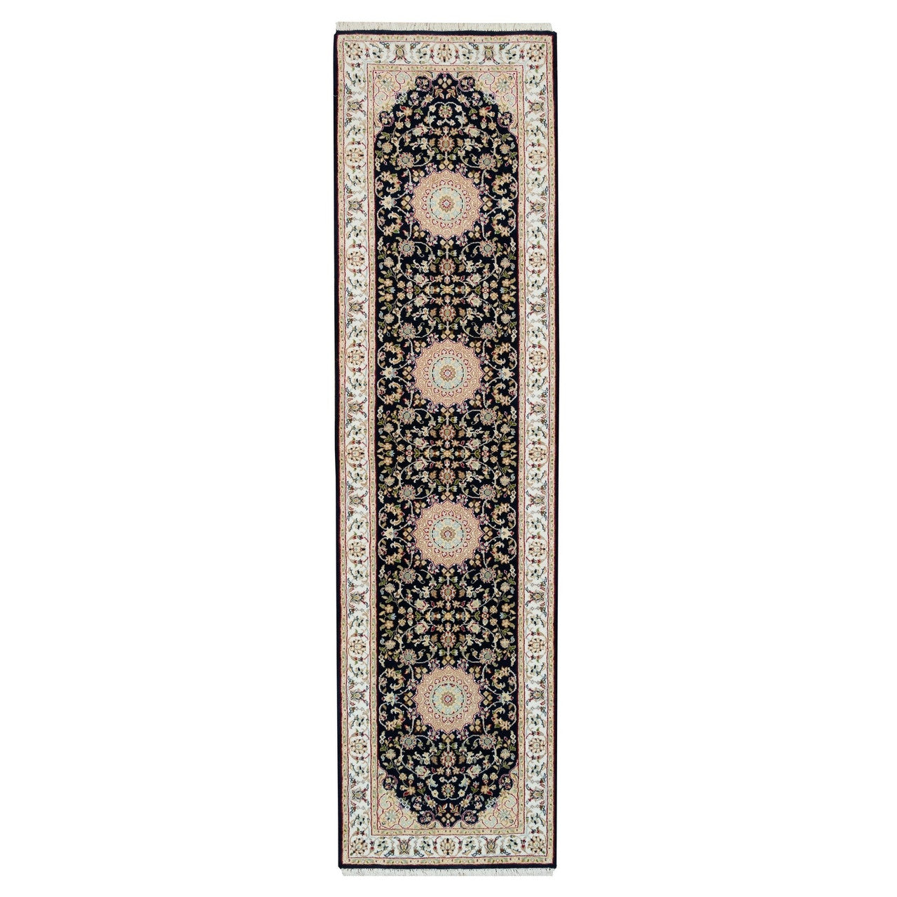 Fine Oriental Wool Hand Knotted Rug Blue Ivory 2.7X10.0 -O065984