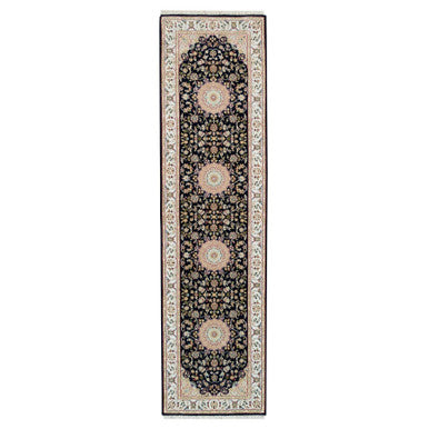 Fine Oriental Wool Hand Knotted Rug Blue Ivory 2.7X10.0 -O065984