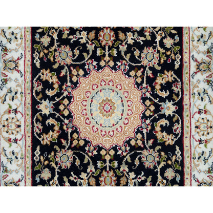 Fine Oriental Wool Hand Knotted Rug Blue Ivory 2.7X10.0 -O065984