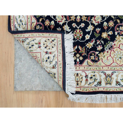 Fine Oriental Wool Hand Knotted Rug Blue Ivory 2.6X8.3 -O065987