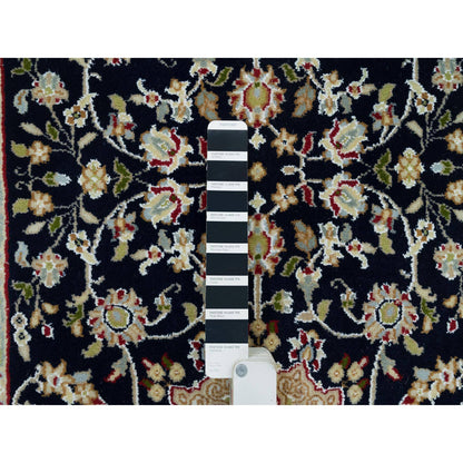 Fine Oriental Wool Hand Knotted Rug Blue Ivory 2.6X8.3 -O065987