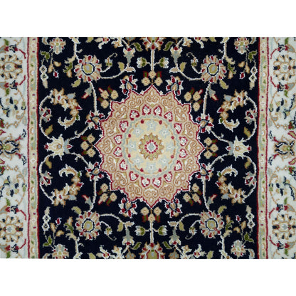 Fine Oriental Wool Hand Knotted Rug Blue Ivory 2.6X8.0 -O065990