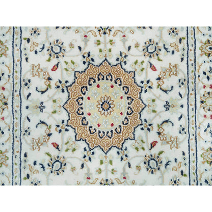 Fine Oriental Wool Hand Knotted Rug Ivory Ivory 2.8X16.7 -O065993