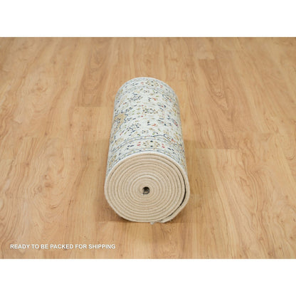 Fine Oriental Wool Hand Knotted Rug Ivory Ivory 2.6X20.6 -O065994