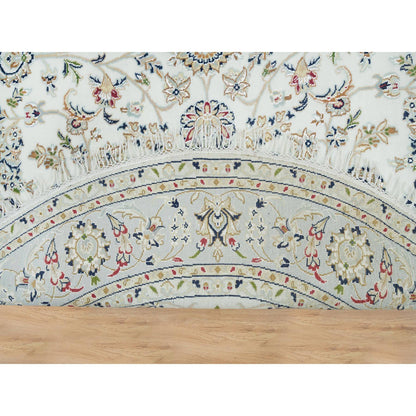Fine Oriental Wool Hand Knotted Rug Ivory Blue 6.1X6.1 -O065995