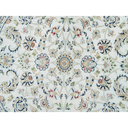 Fine Oriental Wool Hand Knotted Rug Ivory Blue 6.1X6.1 -O065995
