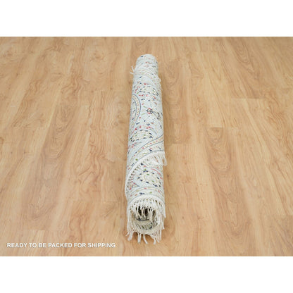 Fine Oriental Wool Hand Knotted Rug Ivory Blue 6.1X6.1 -O065995