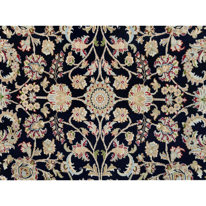 Fine Oriental Wool Hand Knotted Rug Blue Ivory 6.0X6.0 -O065996