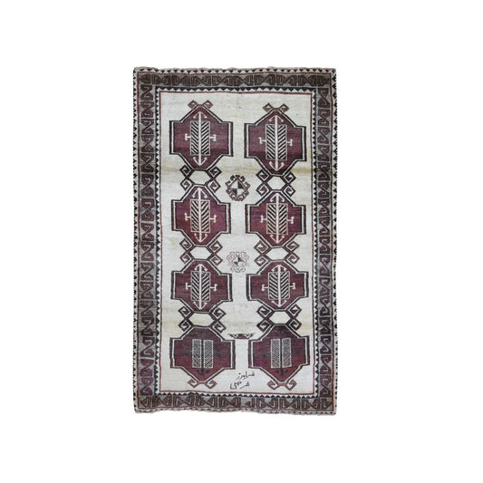 Persian Wool Hand Knotted Rug Ivory Gray 3.7X6.0 -O066017
