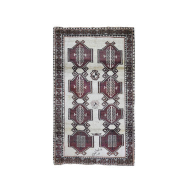Persian Wool Hand Knotted Rug Ivory Gray 3.7X6.0 -O066017