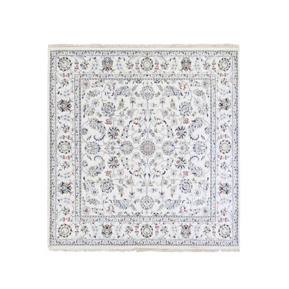 Fine Oriental Wool Hand Knotted Rug Ivory Ivory 6.1X6.1 -O066024