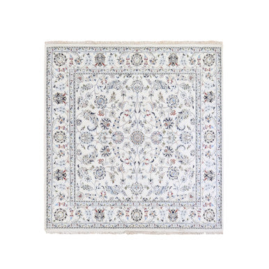 Fine Oriental Wool Hand Knotted Rug Ivory Ivory 6.1X6.1 -O066024