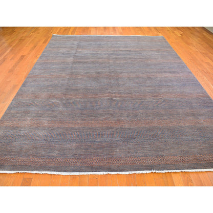 Modern and Contemporary Wool & Silk Hand Knotted Rug Orange No Border 9.1X12.2 -O066053