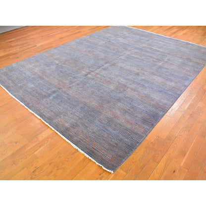 Modern and Contemporary Wool & Silk Hand Knotted Rug Orange No Border 9.1X12.2 -O066053