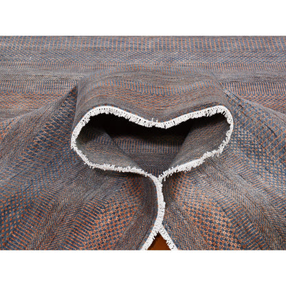 Modern and Contemporary Wool & Silk Hand Knotted Rug Orange No Border 9.1X12.2 -O066053