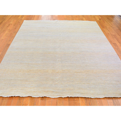 Modern and Contemporary Wool & Silk Hand Knotted Rug Yellow No Border 8.1X9.8 -O066056