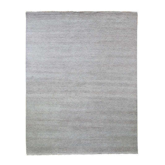 Modern and Contemporary Wool & Silk Hand Knotted Rug Grey No Border 7.8X10.3 -O066057