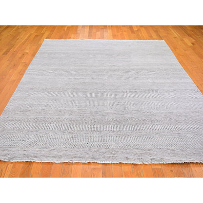 Modern and Contemporary Wool & Silk Hand Knotted Rug Grey No Border 7.8X10.3 -O066057