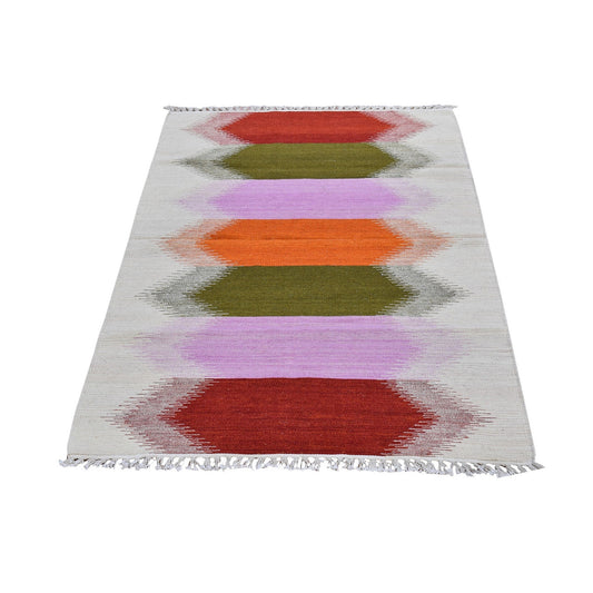 Flat Weave Wool Hand Woven Rug Multicolored No Border 3.0X5.1 -O066063