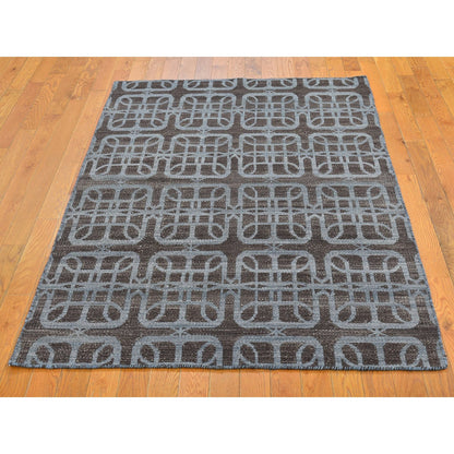 Flat Weave Wool Hand Woven Rug Brown No Border 4.0X6.0 -O066067
