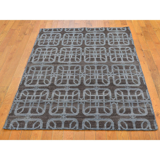 Flat Weave Wool Hand Woven Rug Brown No Border 4.0X6.0 -O066067