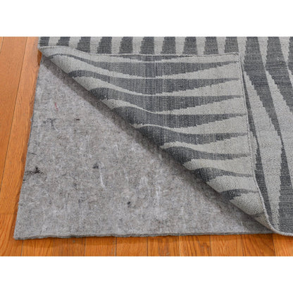 Flat Weave Wool Hand Woven Rug Grey No Border 4.0X5.10 -O066079