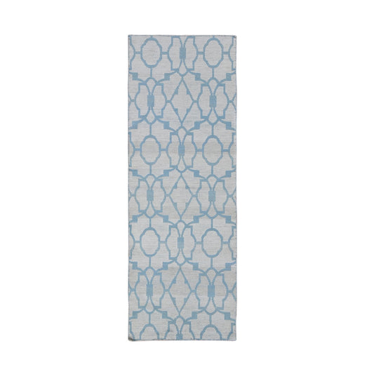 Flat Weave Wool Hand Knotted Rug Blue No Border 2.8X7.10 -O066094