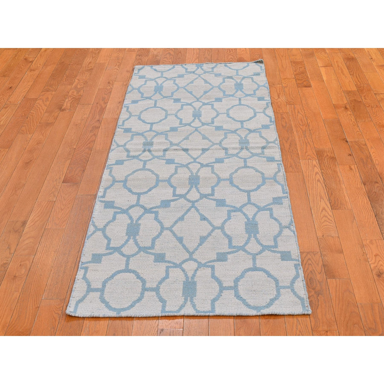 Flat Weave Wool Hand Knotted Rug Blue No Border 2.8X7.10 -O066094
