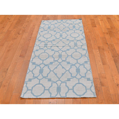Flat Weave Wool Hand Knotted Rug Blue No Border 2.8X7.10 -O066094