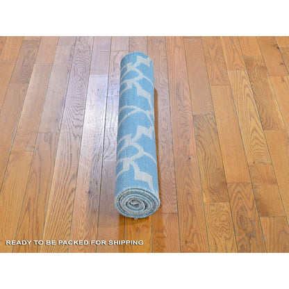 Flat Weave Wool Hand Knotted Rug Blue No Border 2.8X7.10 -O066094