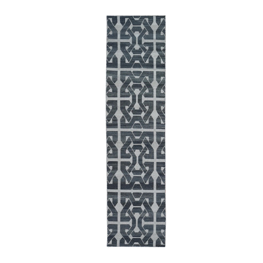 Flat Weave Wool Hand Woven Rug Grey No Border 2.7X9.10 -O066100