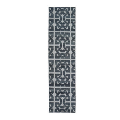 Flat Weave Wool Hand Woven Rug Grey No Border 2.7X9.10 -O066100
