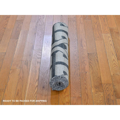 Flat Weave Wool Hand Woven Rug Grey No Border 2.7X9.10 -O066100