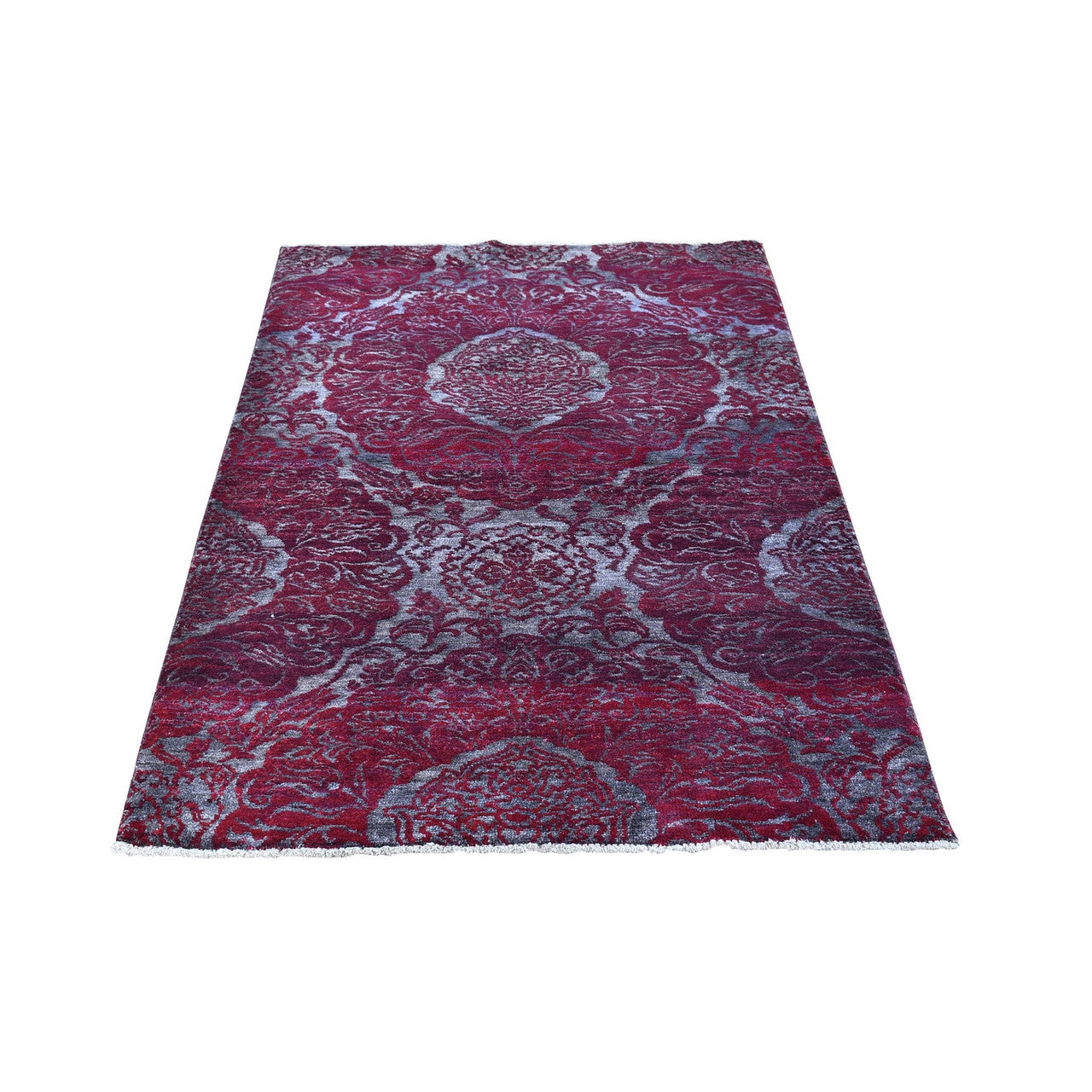 Modern and Contemporary Wool Hand Knotted Rug Ivory No Border 3.2X5.6 -O066123