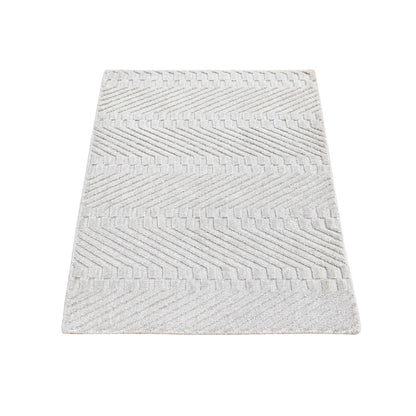 Modern and Contemporary Wool & Silk Hand Loomed Rug Ivory No Border 2.1X3.1 -O066147