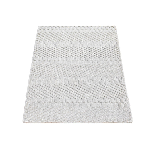 Modern and Contemporary Wool & Silk Hand Loomed Rug Ivory No Border 2.1X3.1 -O066147