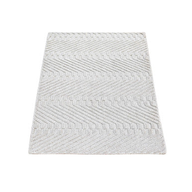 Modern and Contemporary Wool & Silk Hand Loomed Rug Ivory No Border 2.1X3.1 -O066147