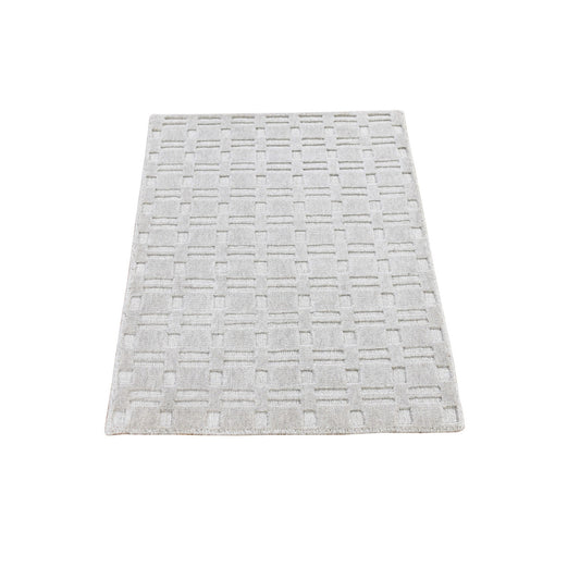 Modern and Contemporary Wool Hand Loomed Rug Ivory No Border 2.1X3.1 -O066157