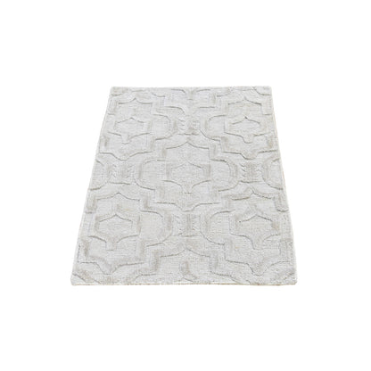 Modern and Contemporary Wool Hand Knotted Rug Ivory No Border 2.0X2.10 -O066159
