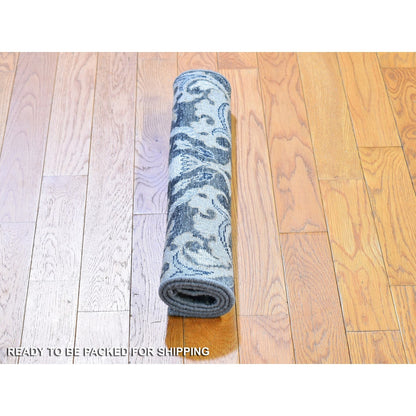 Transitional Wool & Silk Hand Knotted Rug Blue No Border 2.0X3.1 -O066161