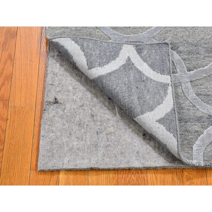Modern and Contemporary Wool & Silk Hand Knotted Rug Grey No Border 2.0X2.10 -O066163