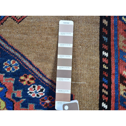 Antique Wool Hand Knotted Rug Brown Ivory 3.9X12.2 -O066185