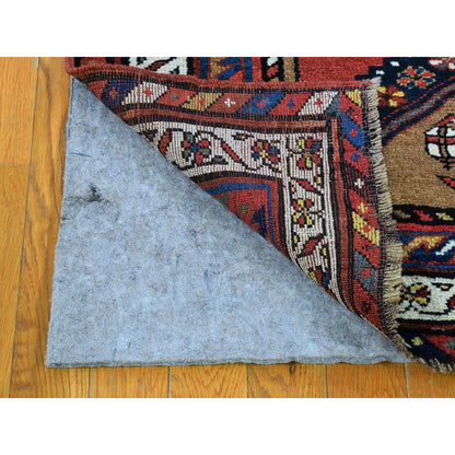 Antique Wool Hand Knotted Rug Brown Ivory 3.9X12.2 -O066185