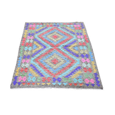Flat Weave Wool Hand Woven Rug Multicolored No Border 3.3X5.0 -O066186
