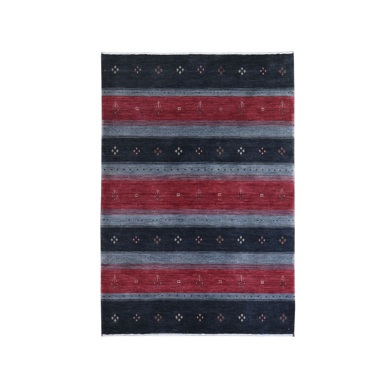 Modern and Contemporary Wool Hand Loomed Rug Black No Border 4.0X6.1 -O066239