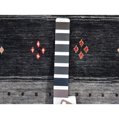 Modern and Contemporary Wool Hand Loomed Rug Black No Border 4.0X6.1 -O066239