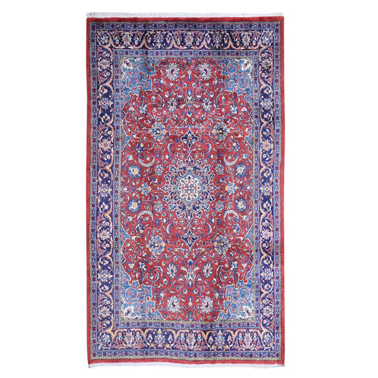 Persian Wool Hand Knotted Rug Red Navy Blue 7.0X11.8 -O066253