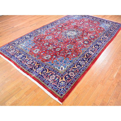 Persian Wool Hand Knotted Rug Red Navy Blue 7.0X11.8 -O066253