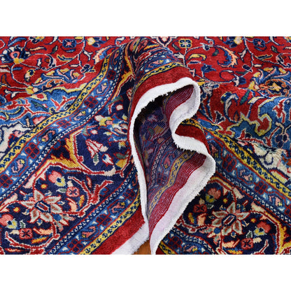 Persian Wool Hand Knotted Rug Red Navy Blue 7.0X11.8 -O066253